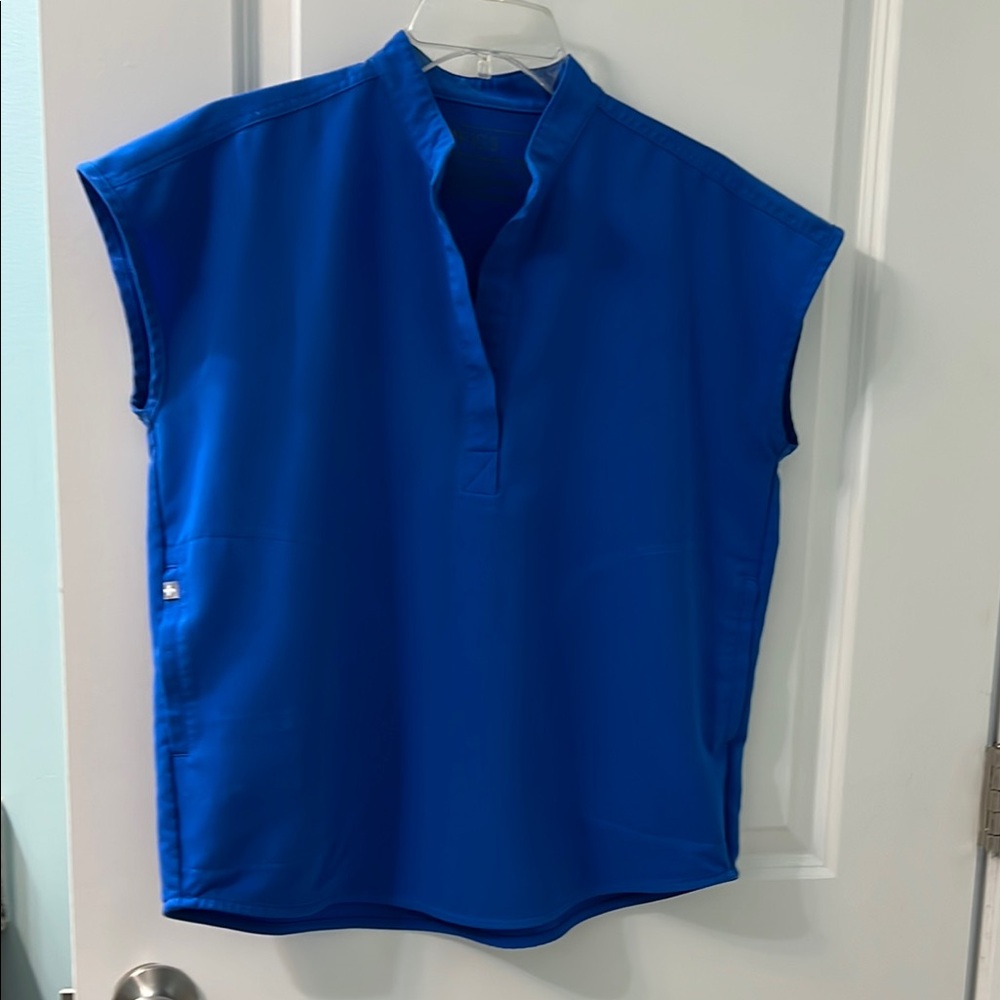 Figs royal blue scrub top